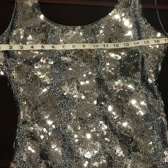 Dave & Johnny Vintage Silver Sleeveless Sequin Snake Pattern Dress 1980’s Sz 8 - Picture 11 of 14